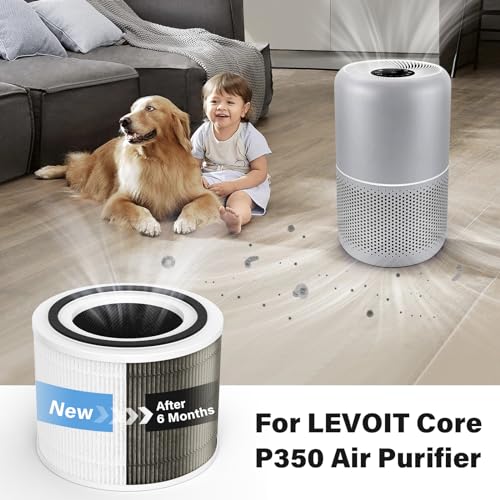 Image of P350 Replacement Filter for LEVOIT Core P350 Air Purifier, Pet Care True HEPA Filter Replacement, Part # Core P350-RF, 4 Pack