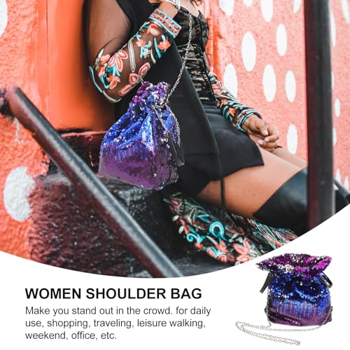 Bolso azul de lentejuelas para mujer 19x10x26 cm miniatura 6