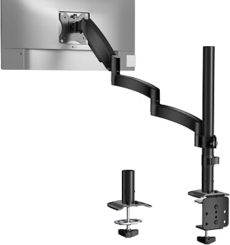 WALI Single Long Monitor Arm - Computer Monitor Arm Desk Mount for 13-32 inch, Hold up to 19.8lbs, Extra Long Adjustable Stand, Full Motion Tall Arm, VESA 75/100mm, GSDM001L