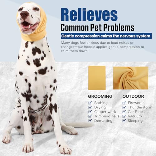 Image of Dog Calming Hoodie Quiet Head Cover Sleeves Anxiety Relief /Noise Protection - Grooming - Thunder - Fireworks