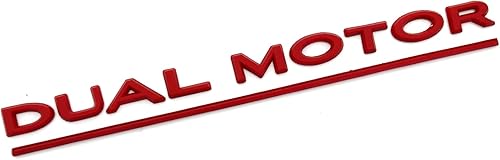Funce Adhesivo de emblema de motor dual del modelo 3 Y, accesorios de letras compatibles con Tesla Model 3YSX (rojo)