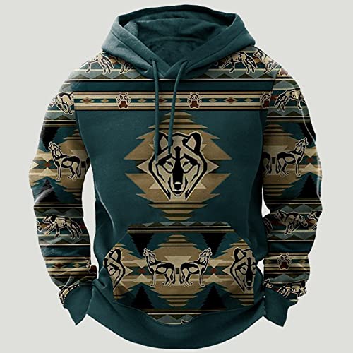 Western Aztec Hoodies for Men Vintage Retro Hoodie Country Pullover Stylish Sweatshirts Hooded Sweatshirt with Pockets3