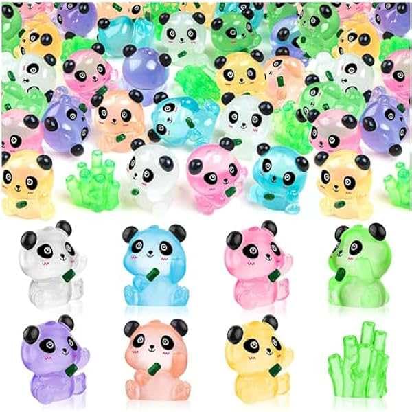 DUINIU 32 Pièces D'Ornements Lumineux Panda, Mini Ornements en Résine, Petits Pandas Mignons, Adaptés Au Placement De Bureau, À L'Intérieur De La Voiture