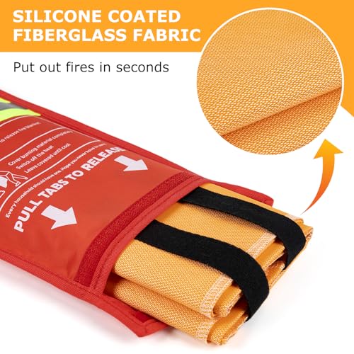 Image of Emergency Fire Blanket, Flame Retardant Fire Blankets Emergency for Home, Kitchen, Car, Office, Grill (Silicone-1pack)