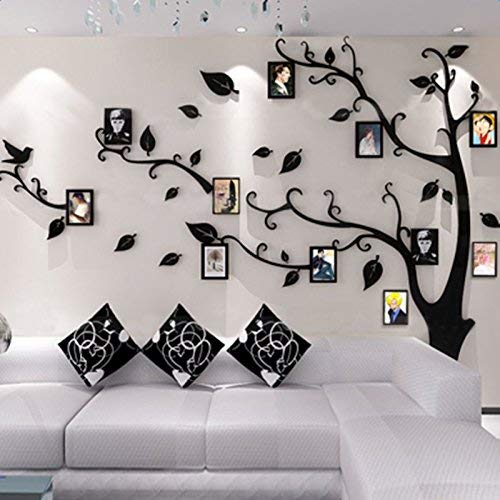 Famliy Tree Wall Sticker With Famliy Picture Frames Diy Branches Photo Gallery Frame Decor For Office And Home 118×72 Inches (Black, Right) #TOP1