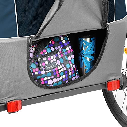 Clevrplus Venturer 3-In-1 Double 2 Seat Bicycle Bike Trailer Jogger Stroller For Kids Children | Foldable W/Front Jogger Wheel, 2 Pivot Stroller Wheel, Bike Trailer Hitch - Blue #TOP6
