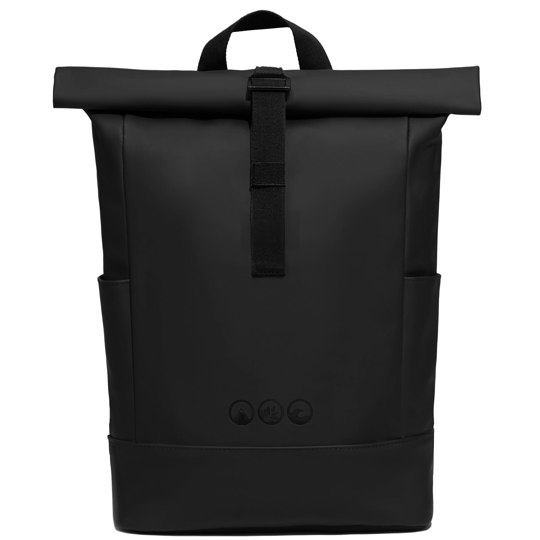 Rolltop Rucksack HOLU groß aus recyceltem Material Laptop-Fach und Trolley-Fix für Damen und Herren, ideal als Handgepäck oder Tagesrucksack wasserabweisend