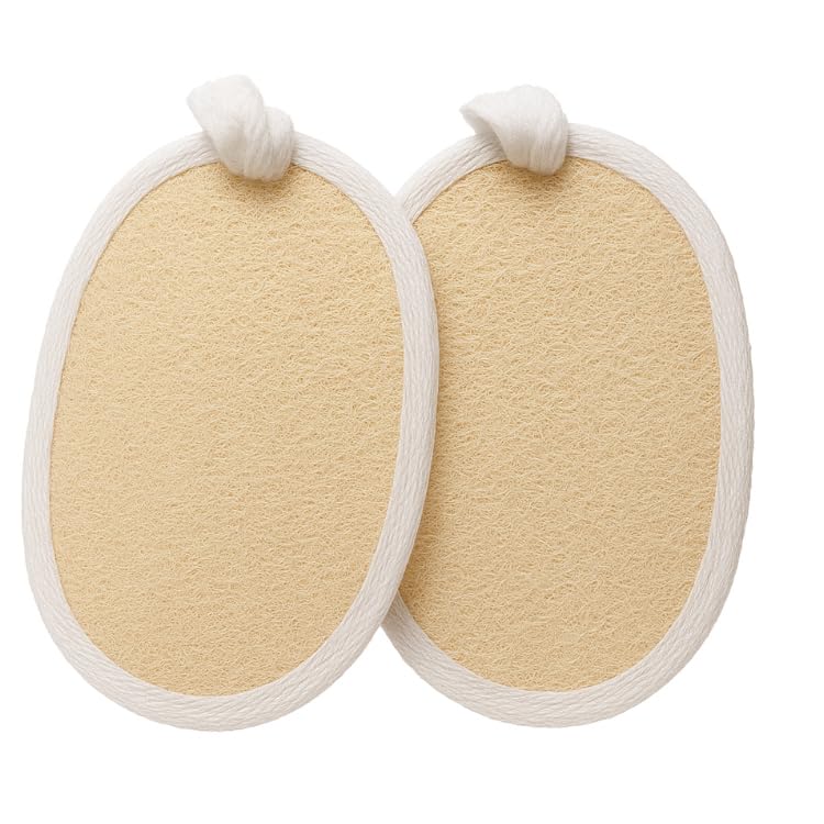 Natural Sun Dried Bath Loofah Body Sponge and Scrubber for Men and Women Organic Luffa for Bath Shower Skin Exfoliation, Loofah with strep Shower Sponge for Women, Men and Kids (Beige, Pack Of 2)-image-17