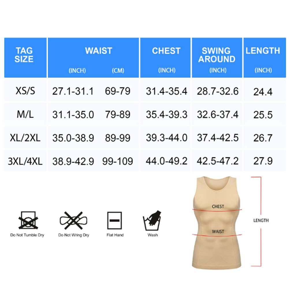 Camiseta de compresión para Hombre, Faja Abdominal, Faja de Pecho, Chaleco Moldeador de Cuerpo Adelgazante, Camisetas sin Mangas de Entrenamiento(Negro-XX-Grande