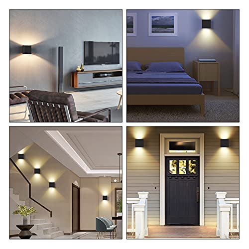 2PCS Applique Murale Intérieur, ShuBel Appliques LED d'intérieur, 10W Applique Murale décorative 3000K blanc chaud, Applique murale moderne pour chambre à coucher, salon, hôtel, escalier, allée(noir) - Image 5