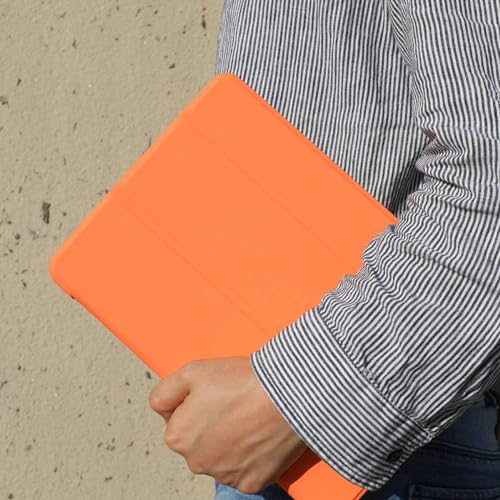 Image of Printme iPad 9.7 Case (2018 /2017 Model, 6th /5th Generation), Smart Cover with Pencil Holder and Soft Baby Skin Silicone Back and Full Body Protection, Auto Wake /Sleep Cover (Orange)