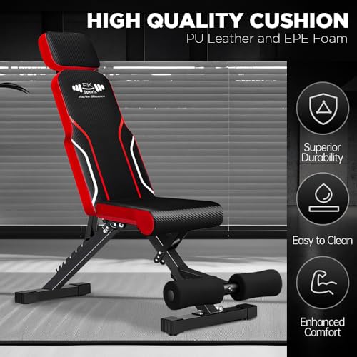 FK Sports Adjustable Weight Bench for Home Gym – 300KG Capacity Foldable Incline Decline Bench with Headrest, Resistance Bands, 7 Positions, Heavy-Duty Utility Workout Bench for Full Body Training - Image 6