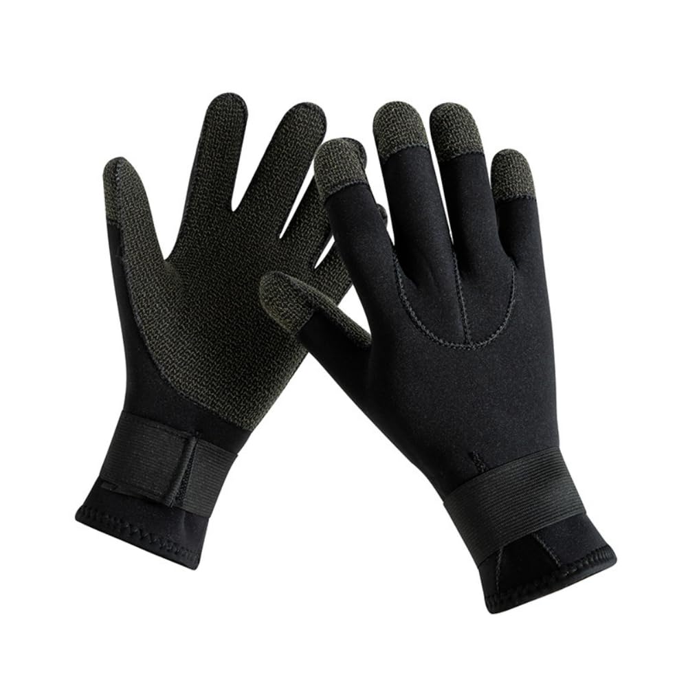 Tauchhandschuhe 3 mm Neopren-Schwimmhandschuhe, Schnorchel- und Tauchausrüstung, warm halten, Kratzfest, Speerfischen, Tauchen, Kajakfahren, Surfen Neoprenhandschuhe (Color : Noir, Size : M)