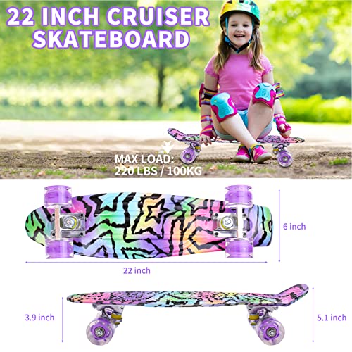 Kqpoinw Kids Skateboard,22 Inch Complete Skateboards For Kids,Teens,Girls,Beginners,Skate Board,Purple Skateboards With Colorful Led Light Up Wheels,Skate Tool thumb #3