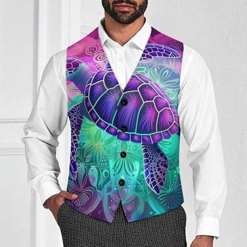 Sea Turtles Swimming Men's Suit Vest Slim Fit Business Dress Party Pattern Waistcoat Vest Top2