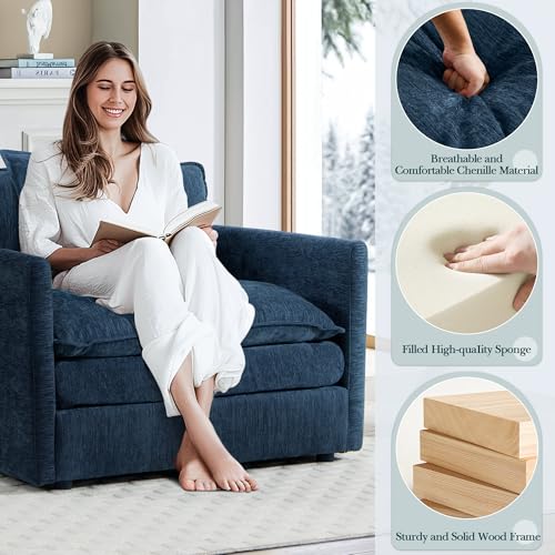 Sillón Chenille Plegable Azul miniatura 5