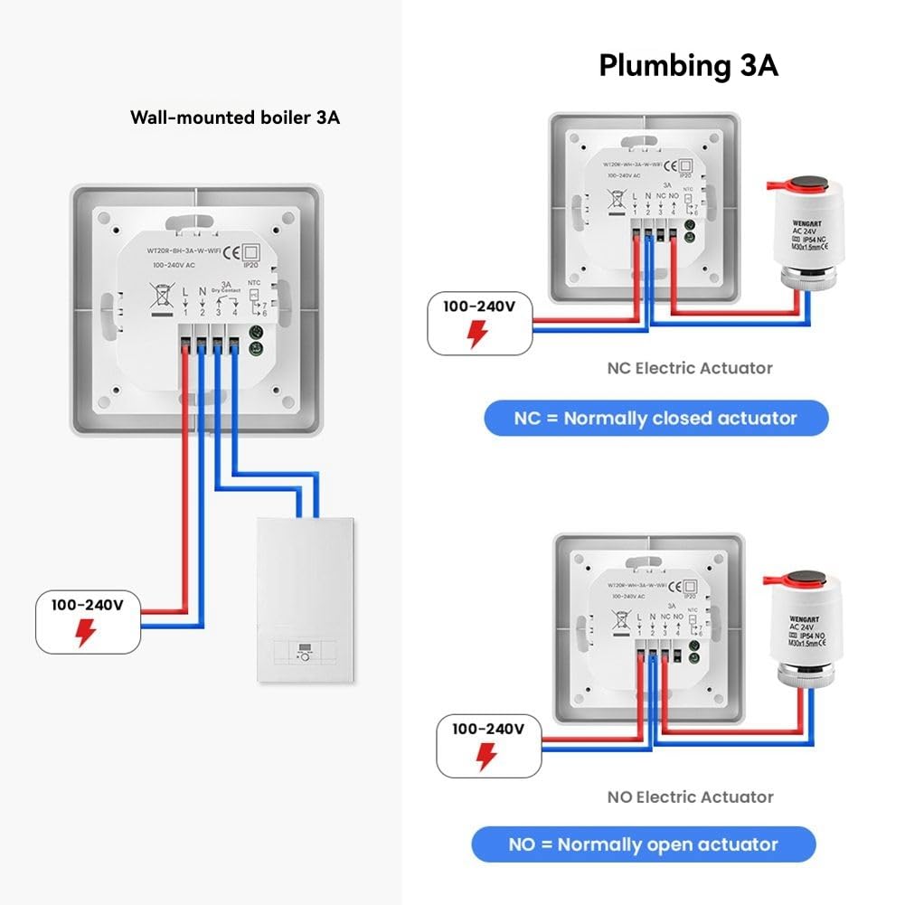 Tuya WiFi Scaldabagno Elettrico Controllore di Temperatura Termostato Intelligente con Manopola per Caldaia Acqua/Gas 3A