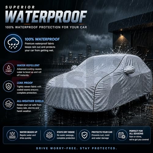Image of Waterproof Car Cover for Renault Duster | Dustproof, UV Resistant & Scratch Protection | Soft Cotton Lining | Triple Stitched | Mirror Pockets & Elastic Fit | Silver