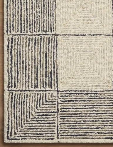 Image of Spectrum Pattern Wool Carpet with Loop Texture Yarn Anti Shedding Carpet Size 8x11 Feet A1 Beige & Charcoal Color