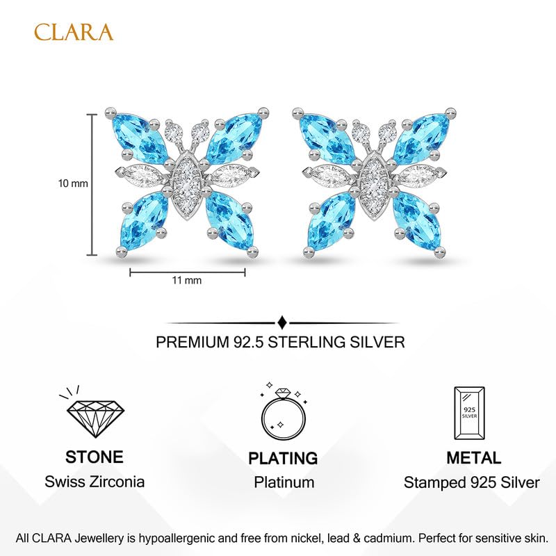Image of CLARA 925 Sterling Silver Stud Earrings | Platinum Plated | Daily Wear |Gift for Women and Girls