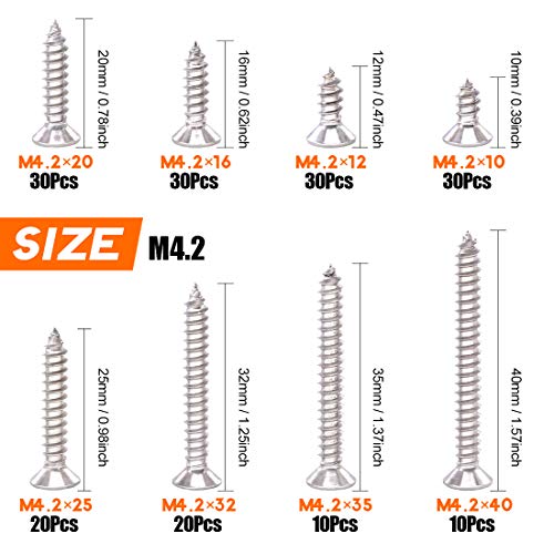 Kit de tornillos autorroscantes acero inoxidable 180 pcs miniatura 2