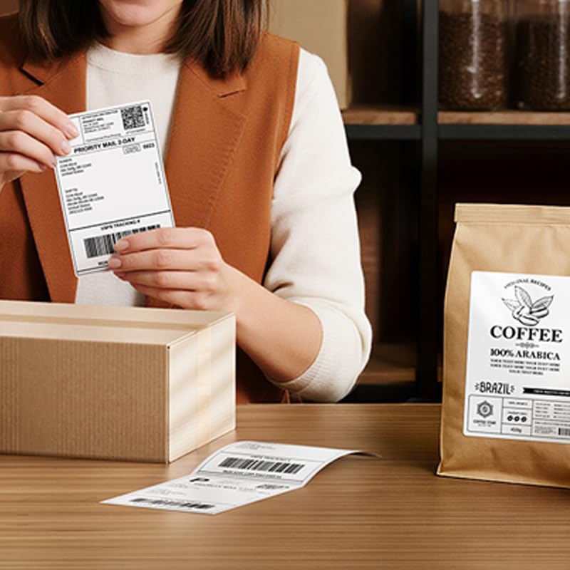 4x6 Thermal Labels, 100 Fanfold Shipping Label for Address, Mail, Product Logo, Compatible with Rollo and 241bt, D520BT, B246D, 245BT Label Printer, White