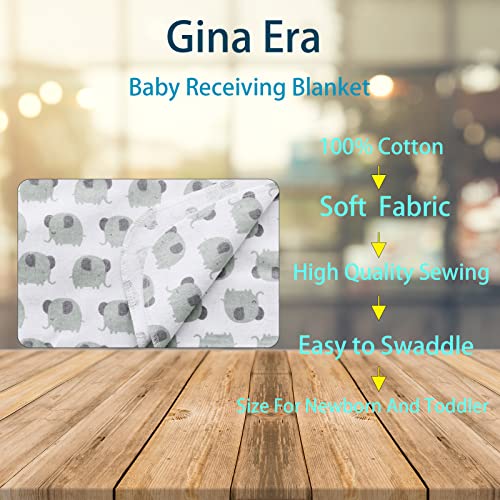 Image of Gina Era Flannel Receiving Blankets, Baby Swaddle Blankets 100% Cotton 4 Pcs One Size 30 X 30 Inch for Baby Boy or Baby Girl (Style12)