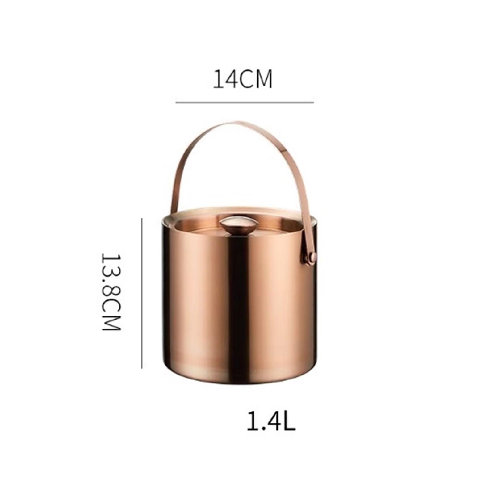 Cubo de hielo de doble capa de acero inoxidable con tapa para fiestas, eventos al aire libre, bares en casa y reuniones, enfriador de bebidas aislado duradero