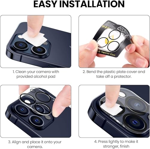 Image of Xmon Camera Lens Protector for iPhone 15 Pro (1 Pack) - 3D Premium Tempered Glass, Ultra-Clear, Anti-Scratch, Easy Installation - Black