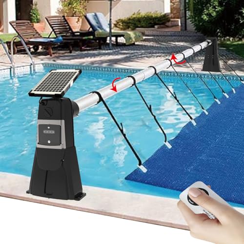 YASHINE 2025Upgraded Automatic Pool Cover Reel Set 18FT with Motor, Solar Pool Cover Roller for Inground Swimming Pools, Aluminum Solar Inground Pool Blanket Reel with Ground Anchoring