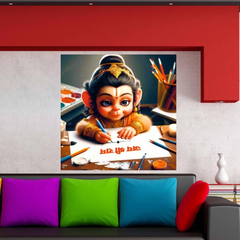 Image of British Terminal Cute little Bal Gopal Baby God Krishna| Kanha Ji | Laddu Lord Makhan Chor Painting Religious Poster for Pregnant Women for wall (matt thin vinyl,sticker,multicolor,unframed)| bj194
