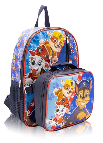 Fast Forward Conjunto de mochila da Patrulha Canina para crianças | Mochila de viagem com Patrulha Canina | Conjunto de lancheira removível de 38 cm | Idades a partir de 3 anos