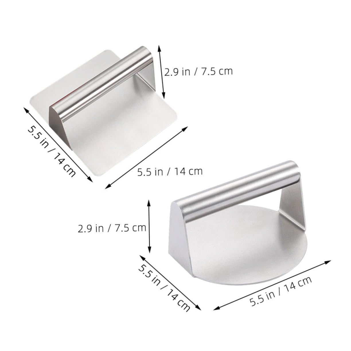 KOCKSHION 2pcs Stainless Steel Meat Press Griddle Press for Burgers Ergonomic Handle Easy to Clean Design for Grilling Cooking