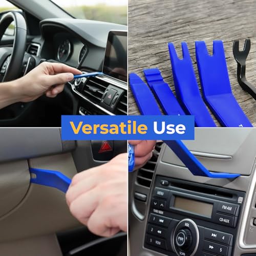 Image of Tresalto Auto Trim Removal Tool Kit - 5 Piece Set for Dash, Door Panel, Clip Remover - Scratch-Resist Nylon Pry Tools for Interior Car Trims Work - Panel Prying Tools Included - Blue