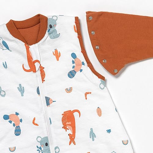 schlummersack Babyslaapzak met voetjes, winter, 3,5 TOG, Oeko-Tex, slaapzak met benen en verlengde manchetten, winterslaapzak voor baby's met mouwen, bruin (kangoeroe), 100 cm - Afbeelding 4