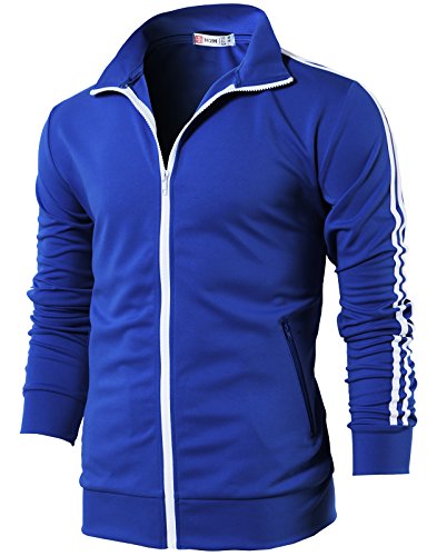 light blue track jacket - H2H Mens Active Slim Fit Track Lightweight Jacket Zip-up Long Sleeve Blue US M/Asia L (CMOJA0103)