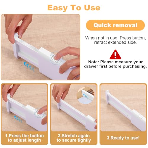 5 Pack Drawer Dividers, 4 Inch High Adjustable Dresser Drawer Organizers, Expandable from 14.8-22 inch Separators for Clothes, Kitchen, Office, Bathroom Organization, White - Image 6