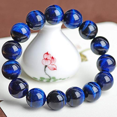 Natural Handmade Blue Tiger Eye Bracelet - Semi Precious Round Beads Stretch Bracelet - Gemstone Beaded 8mm - Planet Jupiter Bracelets