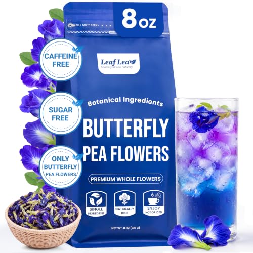 LeafLea Butterfly Pea Flower Loose Leaf Tea, 8 Oz