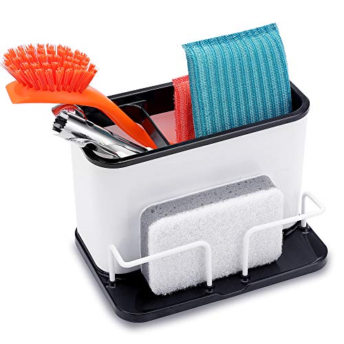 DAOYA Sink Caddy Organizer - Soap Sponge Holder with Drip Tray for Kitchen Sink