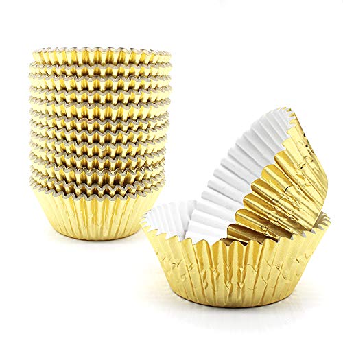 Image of Gold Foil Cupcake Liners,GOLF 500 Pack Metallic Baking Cups Standard Size