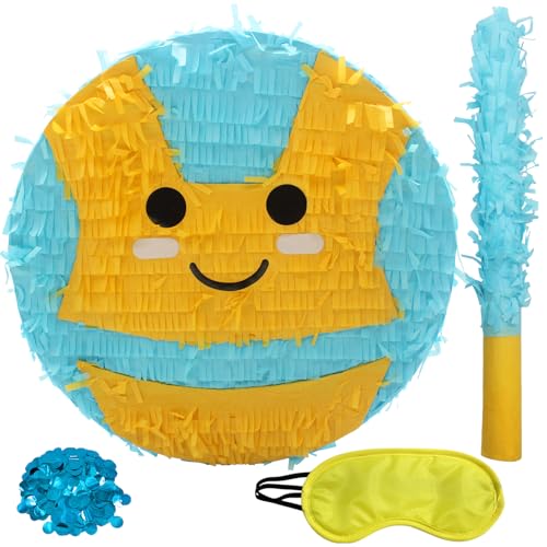 Volleyball Pinatas with Blindfold and Bat Stick,Volleyball Pinatas Bundle(13.8"x13.8") for Sport Theme Birthday Decorations Photo Props Wedding Party Supplies