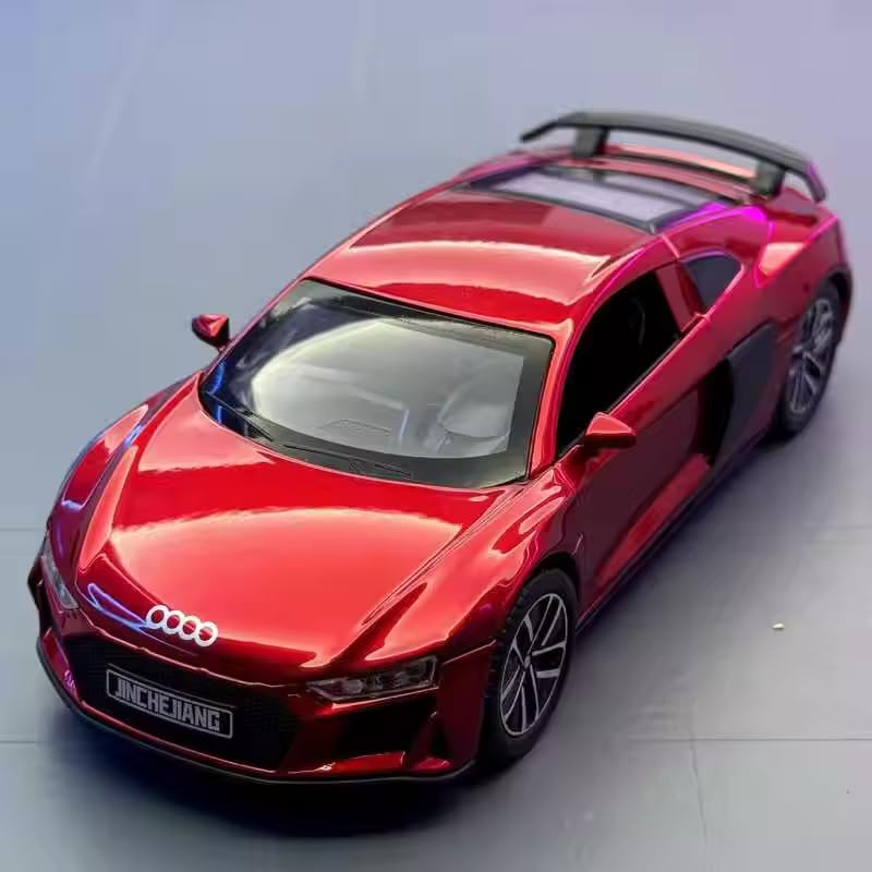 Image of Audi R8 Car Toy 1:32 Scale Alloy Die-Cast Pull Back Toy Vehicle with Lights, Engine Sounds & Openable Doors - Metal Sports Car Model for Boys, Kids & Collectors (Color As Per Stock)