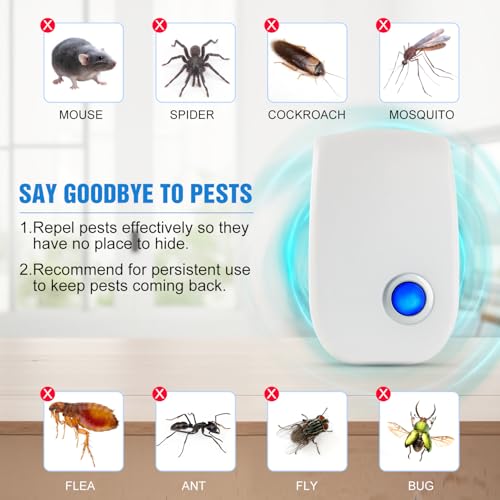 Image of 2026 Upgraded Ultrasonic Pest Control Repeller, Indoor Mouse Repellent for Rat, Mice, Rodent, Roach,Cockroach, Insect, Mosquito Electronic Plug in Pest Control 6 Packs