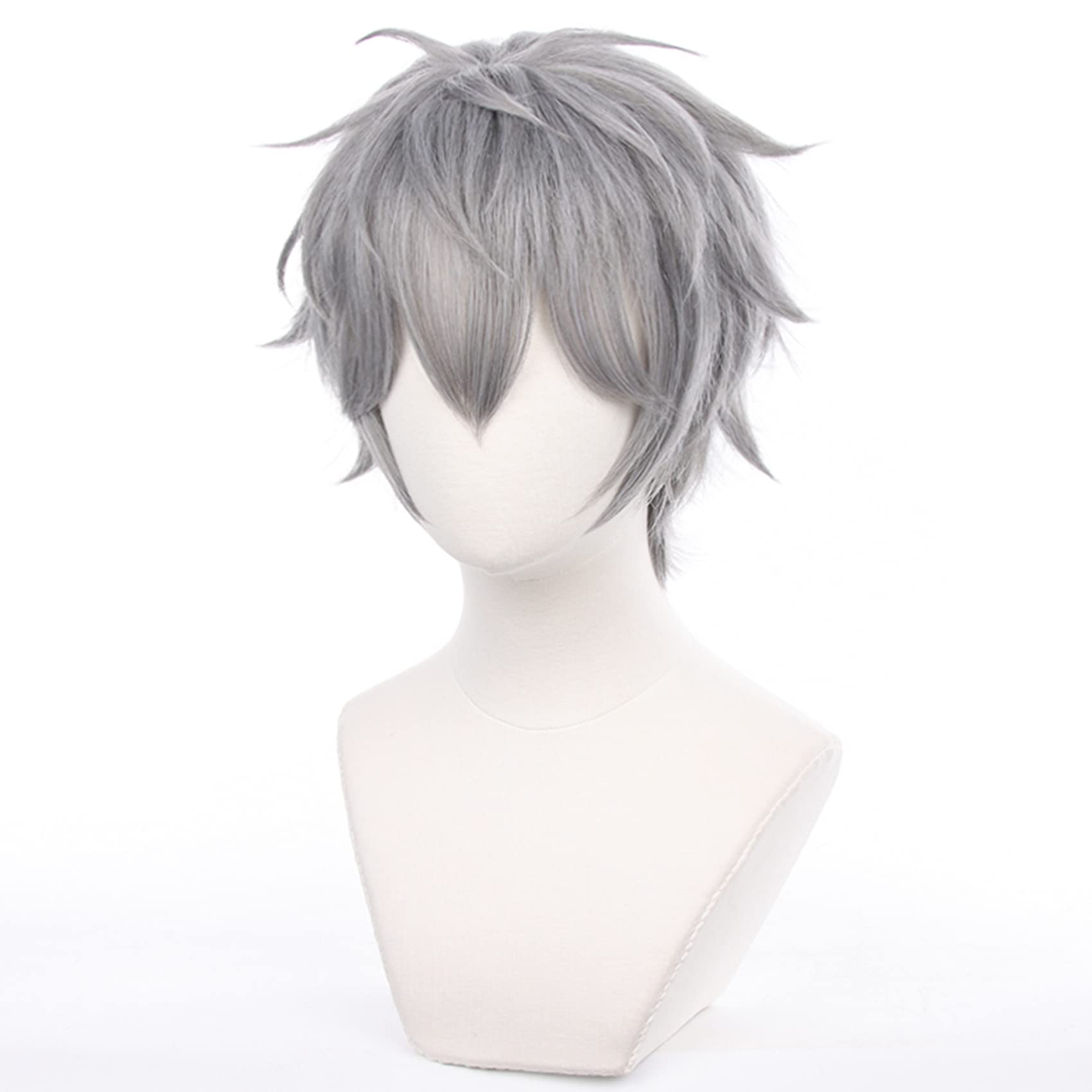 Grey Short Wig for Men with Straight Messy Heat Resistant Fiber Synthetic Costume Hairs for Men Halloween Comic Con Cos Anime Party Replacement Wigs - Image 3