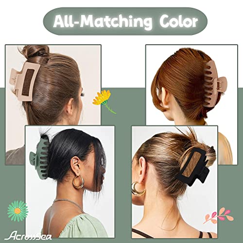 Acrosssea 8 Pack 4.3” Hair Clips For Women & Girls, Large Hair Claw Clips, Strong Hold Matte Claw Hair Clips For Women Thick Hair & Thin Hair, 90'S Jaw Clips (Cream, Khaki, Green, Black) #TOP3