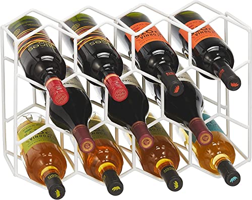 Image of Countertop Wine Rack 14 Bottle Freestanding Modern Metal Wine Rack 3 Tier Tabletop Wine Holder Stand for Cabinet Pantry Wine Bottle Storage No Assembly Required (White)