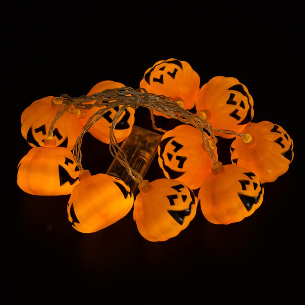 Confezione da 20 luci a LED da 3 m, 20 pezzi, luci decorative per Halloween, impermeabili, alimentate a batteria, arancioni, luce bianca calda, per soggiorno, balcone, prato