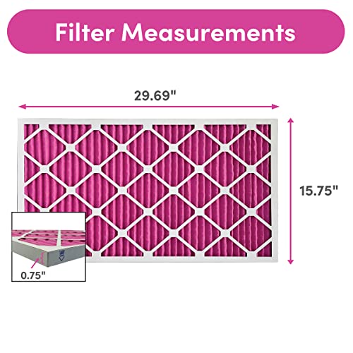 Image of 16x30x1 Air Filter by Colorfil | Color Changing Filters for Cat and Dog Odor | MERV 8 Furnace AC Filter for Pet Hair and Dust | 15.75 inchx29.75 inchx0.75 inch Exact Size | Pack of 4