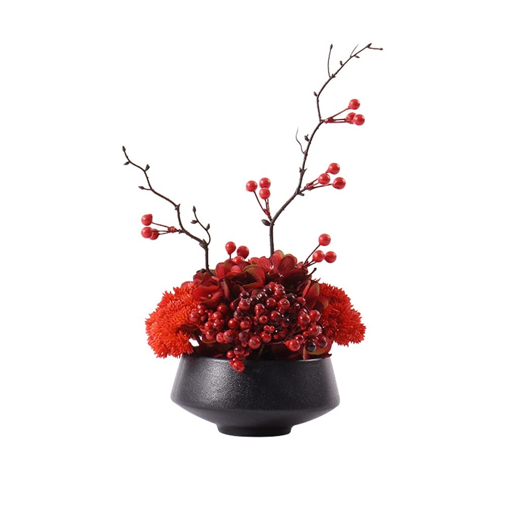 Fausse décoration de fleur rouge SSDD pour sublimer la table basse du salon familial